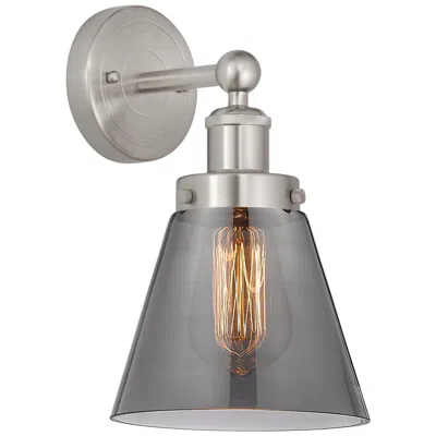 Innovations Lighting Edison Small Cone 7" Brushed Satin Nickel Sconce W/ Plated Smoke Shade