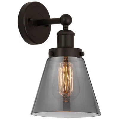 Innovations Lighting Edison Small Cone 7" Oil Rubbed Bronze Sconce W/ Plated Smoke Shade