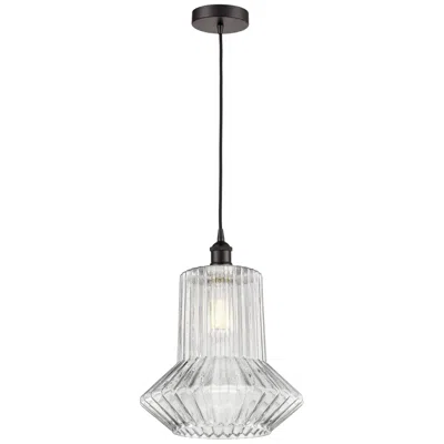 Innovations Lighting Edison Springwater 12" Bronze Corded Mini Pendant W/ Spiral Fluted Sha