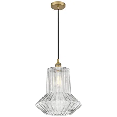 Innovations Lighting Edison Springwater 12" Brushed Brass Corded Mini Pendant W/ Fluted Sha