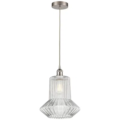 Innovations Lighting Edison Springwater 12" Brushed Nickel Corded Mini Pendant W/ Fluted Sh