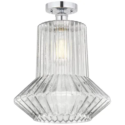 Innovations Lighting Edison Springwater 12" Chrome Semi Flush Mount W/ Clear Spiral Fluted
