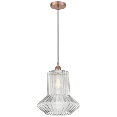 Innovations Lighting Edison Springwater 12" Copper Corded Mini Pendant W/ Spiral Fluted Sha