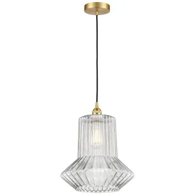 Innovations Lighting Edison Springwater 12" Gold Corded Mini Pendant W/ Spiral Fluted Shade