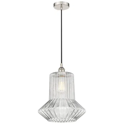Innovations Lighting Edison Springwater 12" Polished Nickel Corded Mini Pendant W/ Fluted S