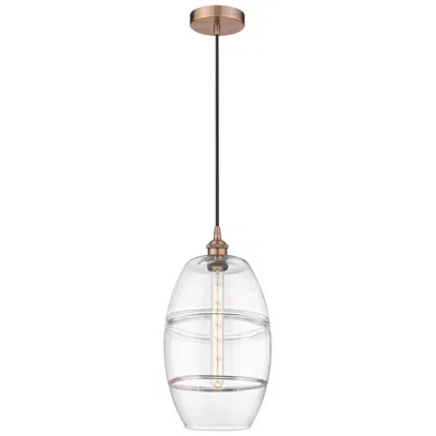 Innovations Lighting Edison Vaz 10" Wide Antique Copper Cord Hung Mini Pendant With Clear S