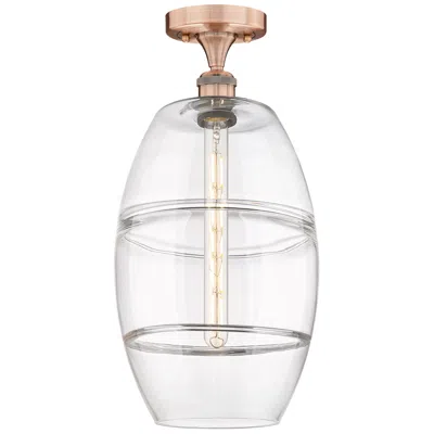 Innovations Lighting Edison Vaz 10" Wide Antique Copper Semi-flush Mount With Clear Shade In Gray