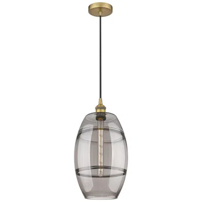 Innovations Lighting Edison Vaz 10" Wide Brushed Brass Corded Mini Pendant W/ Light Smoke S