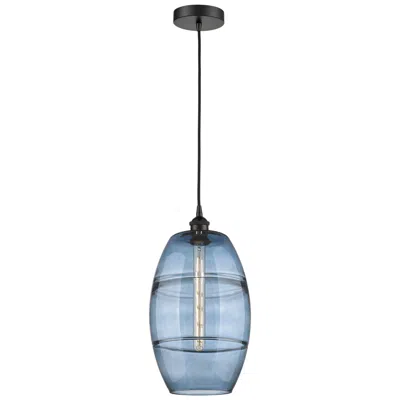 Innovations Lighting Edison Vaz 10" Wide Matte Black Corded Mini Pendant W/ Princess Blue S
