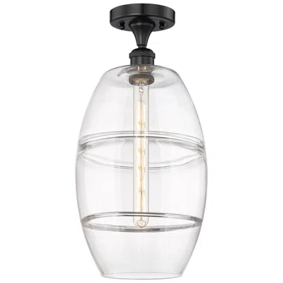 Innovations Lighting Edison Vaz 10" Wide Matte Black Semi-flush Mount With Clear Shade