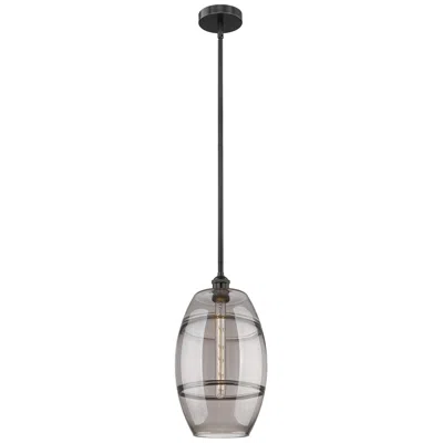 Innovations Lighting Edison Vaz 10" Wide Matte Black Stem Hung Mini Pendant W/ Light Smoke