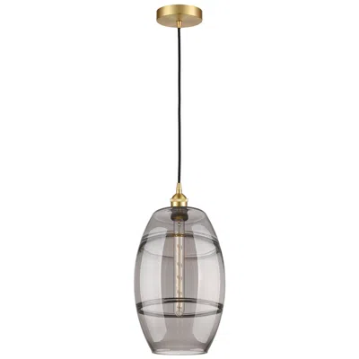 Innovations Lighting Edison Vaz 10" Wide Satin Gold Cord Hung Mini Pendant W/ Light Smoke S