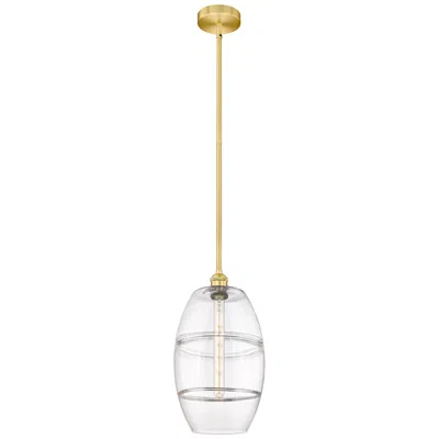 Innovations Lighting Edison Vaz 10" Wide Satin Gold Stem Hung Mini Pendant With Clear Shade