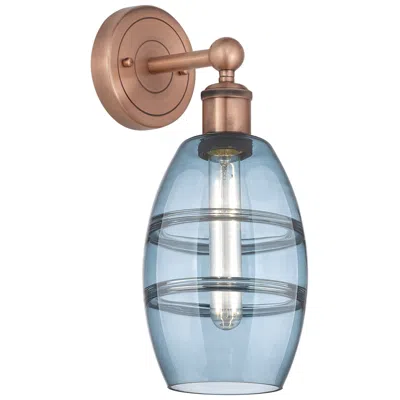 Innovations Lighting Edison Vaz 10.38" High Antique Copper Sconce With Princess Blue Shade