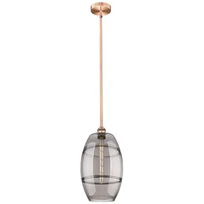 Innovations Lighting Edison Vaz 10"w Antique Copper Stemmed Mini Pendant W/ Light Smoke Sha