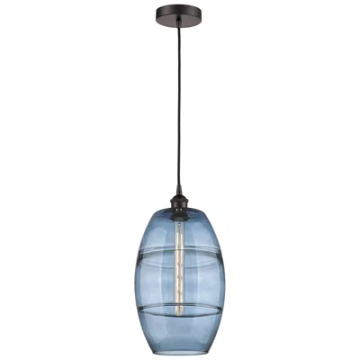 Innovations Lighting Edison Vaz 10"w Oiled Bronze Corded Mini Pendant W/ Princess Blue Shad