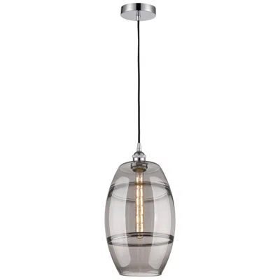 Innovations Lighting Edison Vaz 10"w Polished Chrome Corded Mini Pendant W/ Light Smoke Sha