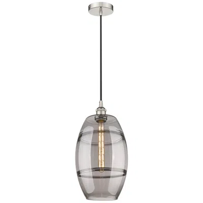 Innovations Lighting Edison Vaz 10"w Polished Nickel Corded Mini Pendant W/ Light Smoke Sha