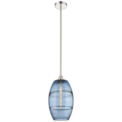 Innovations Lighting Edison Vaz 10"w Polished Nickel Stemmed Mini Pendant W/ Princess Blue