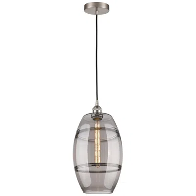 Innovations Lighting Edison Vaz 10"w Satin Nickel Corded Mini Pendant W/ Light Smoke Shade
