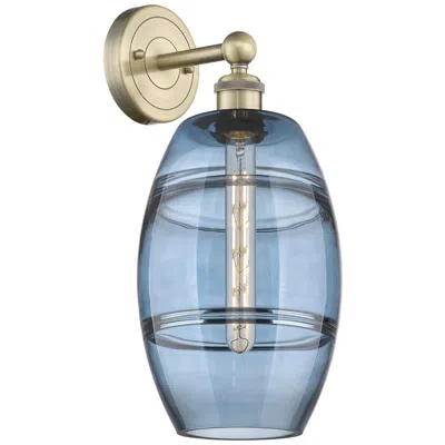 Innovations Lighting Edison Vaz 12.13" High Antique Brass Sconce With Princess Blue Shade