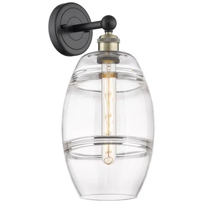 Innovations Lighting Edison Vaz 12.13" High Black Antique Brass Sconce With Clear Shade