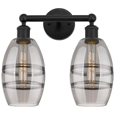 Innovations Lighting Edison Vaz 14.88" Wide 2 Light Matte Black Bath Light W/ Light Smoke S