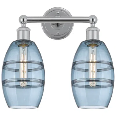 Innovations Lighting Edison Vaz 14.88"w 2 Light Chrome Bath Light W/ Princess Blue Shade