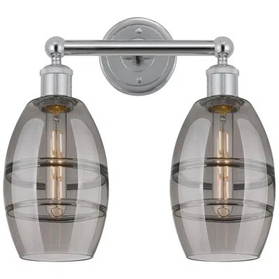 Innovations Lighting Edison Vaz 14.88"w 2 Light Polished Chrome Bath Light W/ Light Smoke S