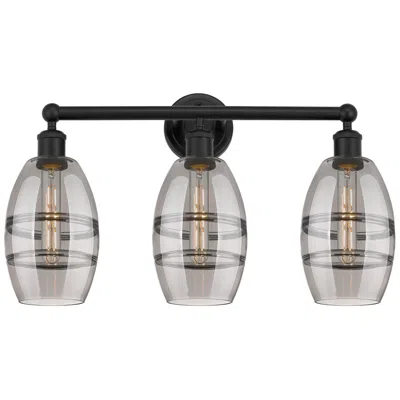 Innovations Lighting Edison Vaz 23.88" Wide 3 Light Matte Black Bath Light W/ Light Smoke S