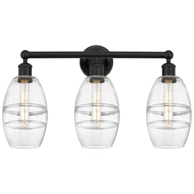 Innovations Lighting Edison Vaz 23.88" Wide 3 Light Matte Black Bath Light With Clear Shade