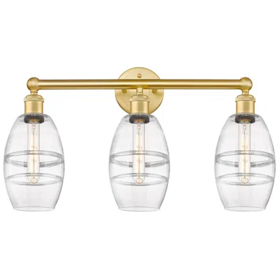 Innovations Lighting Edison Vaz 23.88" Wide 3 Light Satin Gold Bath Light With Clear Shade