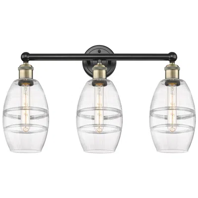 Innovations Lighting Edison Vaz 23.88"w 3 Light Black Antique Brass Bath Light W/ Clear Sha