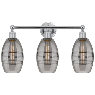 Innovations Lighting Edison Vaz 23.88"w 3 Light Polished Chrome Bath Light W/ Light Smoke S