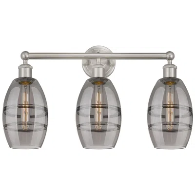 Innovations Lighting Edison Vaz 23.88"w 3 Light Satin Nickel Bath Light W/ Light Smoke Shad