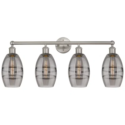 Innovations Lighting Edison Vaz 32.88"w 4-light Satin Gold Bath Vanity Light W/ Smoke Shade