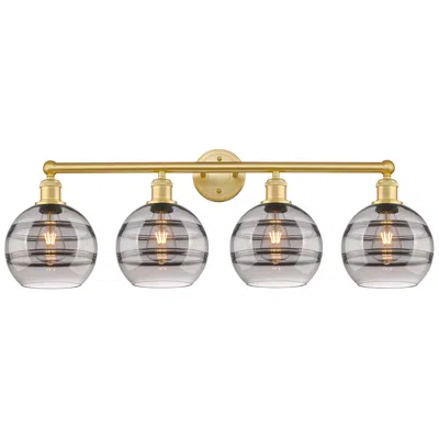 Innovations Lighting Edison Vaz 35"w 4-light Matte Black Bath Vanity Light W/ Blue Shade