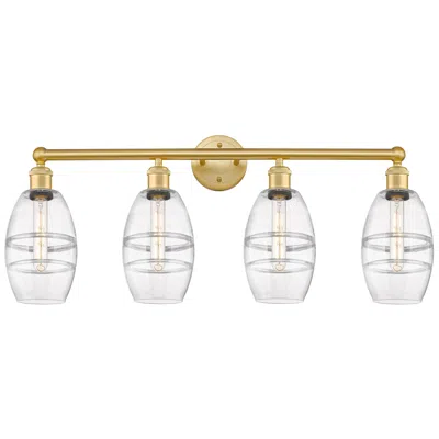 Innovations Lighting Edison Vaz 35"w 4-light Matte Black Bath Vanity Light W/ Light Smoke S In Gold