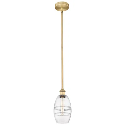 Innovations Lighting Edison Vaz 5.88" Wide Brushed Brass Stem Hung Mini Pendant With Clear