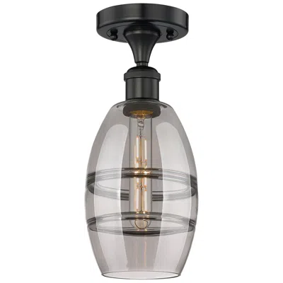 Innovations Lighting Edison Vaz 5.88" Wide Matte Black Semi-flush Mount With Light Smoke Sh
