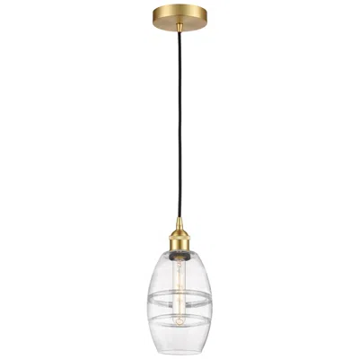 Innovations Lighting Edison Vaz 5.88" Wide Satin Gold Cord Hung Mini Pendant With Clear Sha
