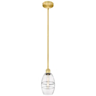 Innovations Lighting Edison Vaz 5.88" Wide Satin Gold Stem Hung Mini Pendant With Clear Sha