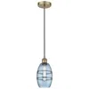 Innovations Lighting Edison Vaz 5.88"w Antique Brass Corded Mini Pendant W/ Princess Blue S In Blue