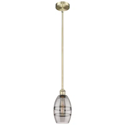 Innovations Lighting Edison Vaz 5.88"w Antique Brass Stemmed Mini Pendant W/ Light Smoke Sh