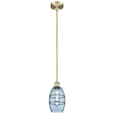 Innovations Lighting Edison Vaz 5.88"w Antique Brass Stemmed Mini Pendant W/ Princess Blue