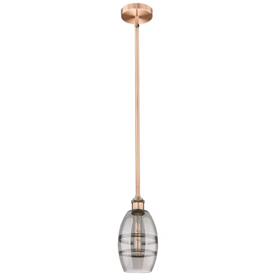 Innovations Lighting Edison Vaz 5.88"w Antique Copper Stemmed Mini Pendant W/ Light Smoke S