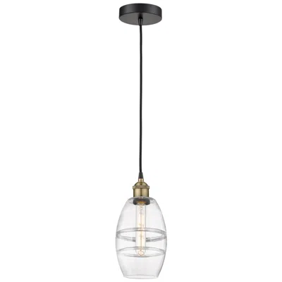 Innovations Lighting Edison Vaz 5.88"w Black Antique Brass Corded Mini Pendant W/ Clear Sha