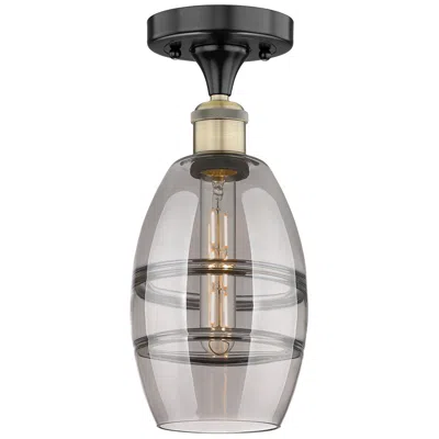 Innovations Lighting Edison Vaz 5.88"w Black Antique Brass Semi-flush Mount W/ Light Smoke