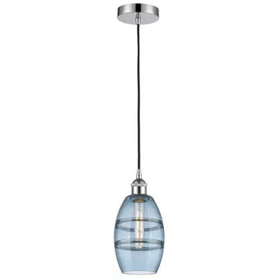 Innovations Lighting Edison Vaz 5.88"w Chrome Corded Mini Pendant W/ Princess Blue Shade