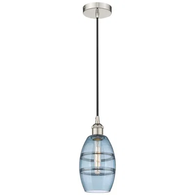 Innovations Lighting Edison Vaz 5.88"w Polished Nickel Corded Mini Pendant W/ Blue Shade